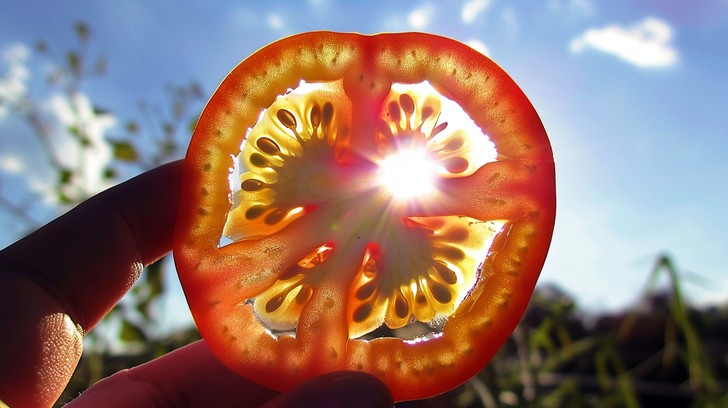 Download Sunlit Tomato Slice Image - Tomato, Sunlight, Translucent ...