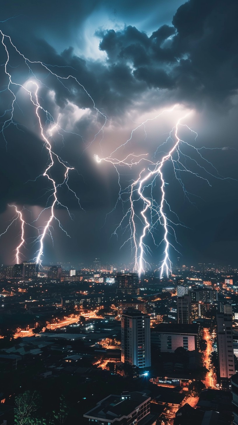 Free Lightning Strikes City Image - Lightning, Thunderstorm, Cityscape ...