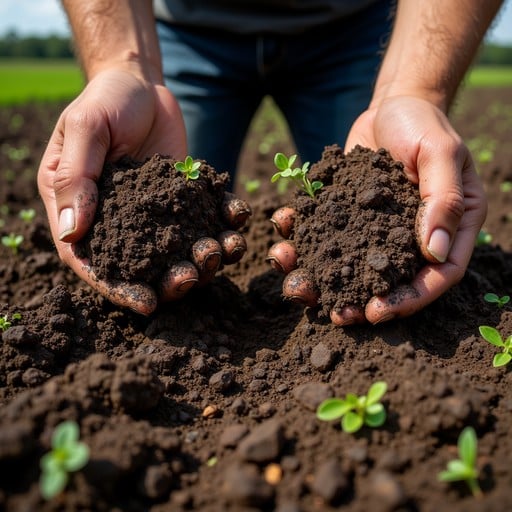Cupped hands holding rich fertile soil