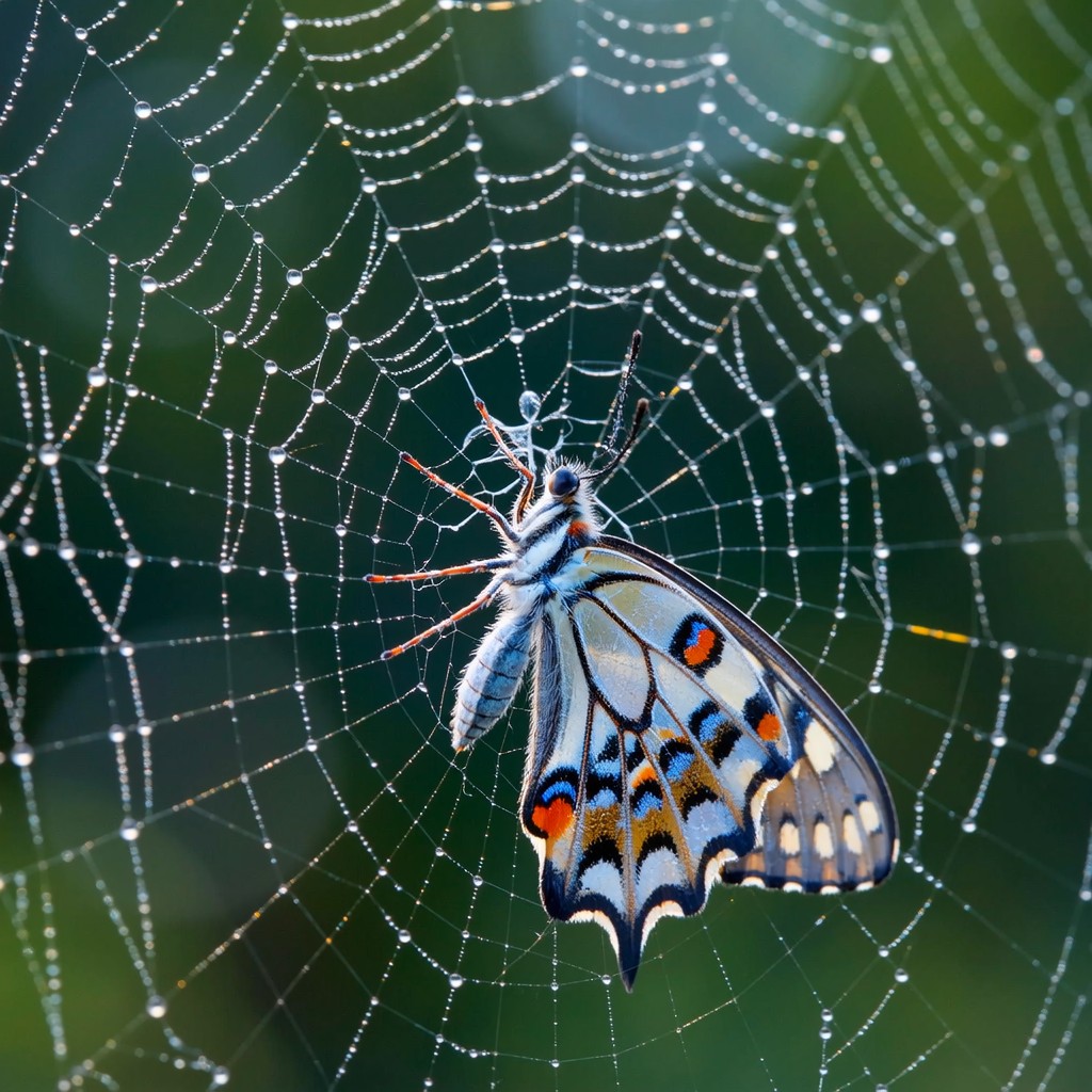 Free Dewdrop butterfly web Image - Butterfly, Dewdrops, Spiderweb ...