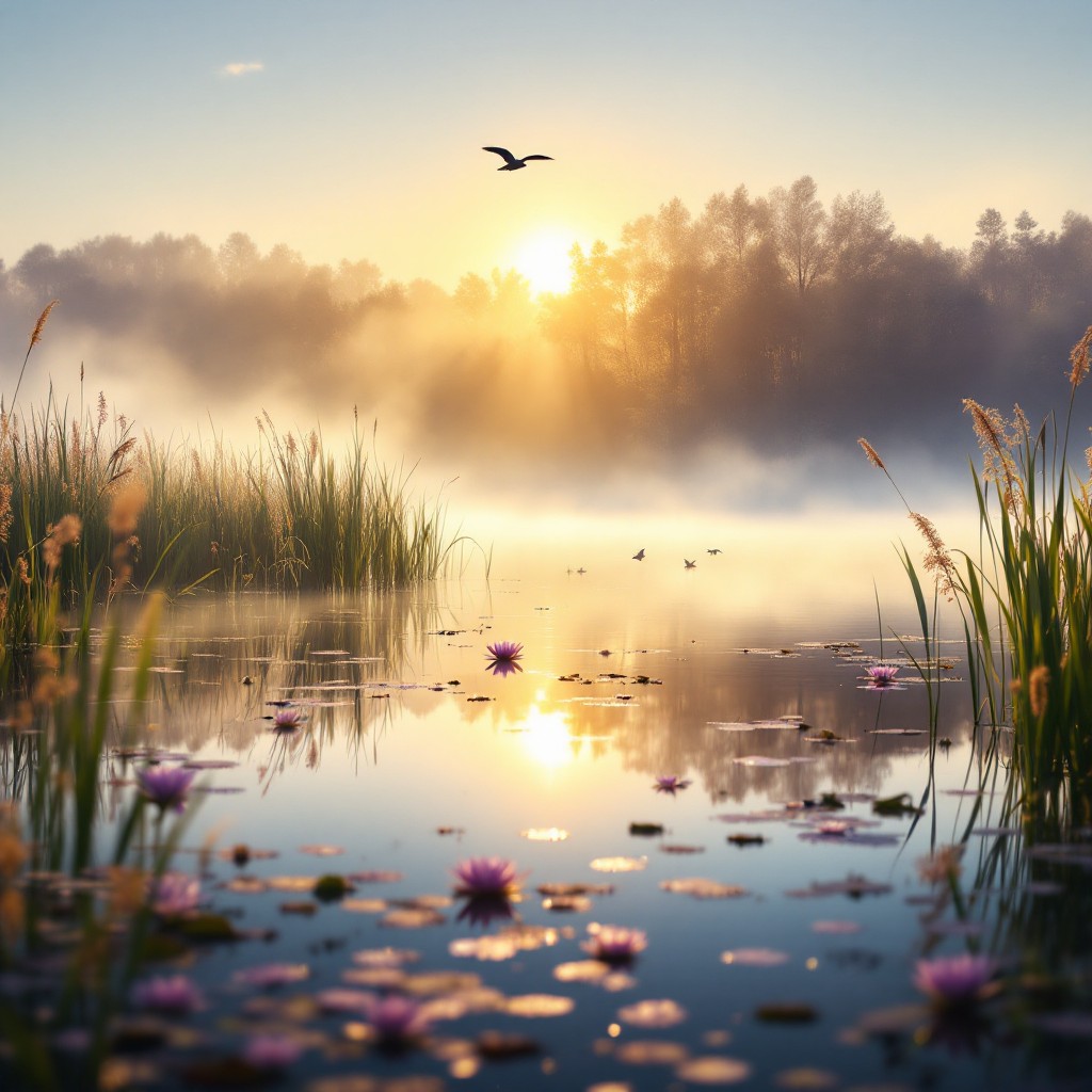 Free Misty Lake Sunrise Image - Sunrise, Lake, Mist | Download at StockCake
