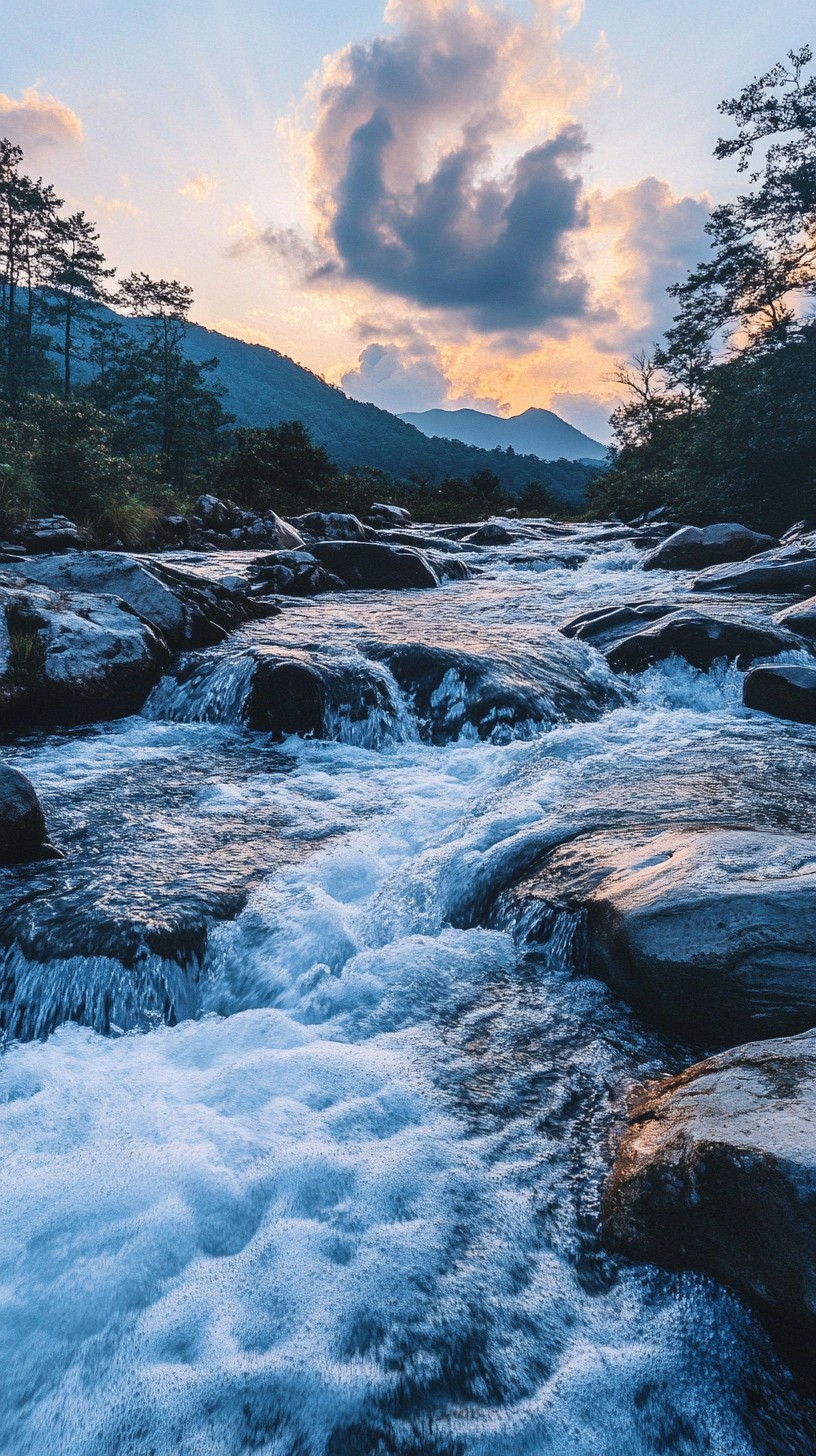 Free Sunset over river Image - Sunset, River, Mountains | Download at ...