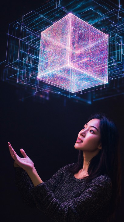 Free Futuristic Cube Interaction Image - Woman, Cube, Technology ...
