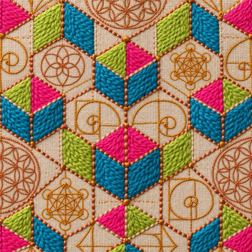 Download Neon Embroidered Geometry Image - Embroidery, Textile, Pattern ...