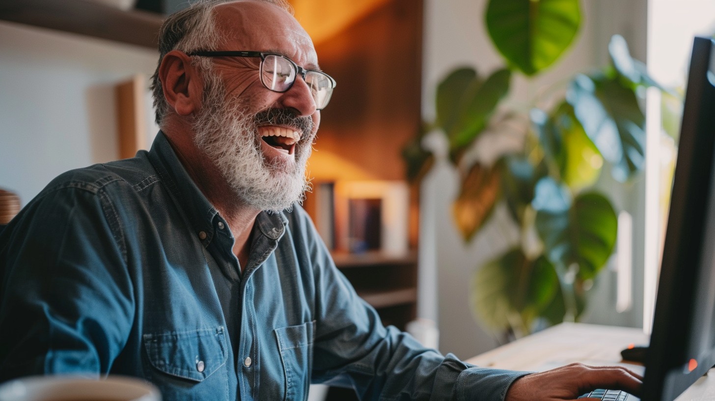 Free Joyful Senior Computing Image - Senior, Computer, Laughing ...