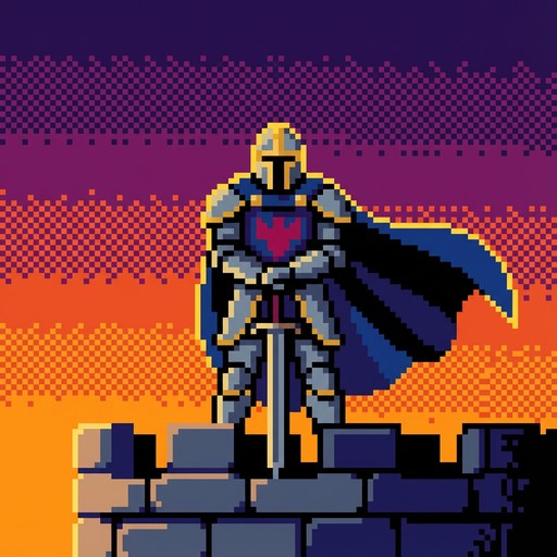 Free Knight At Dusk Image - Knight, Warrior, Pixel | Download at StockCake