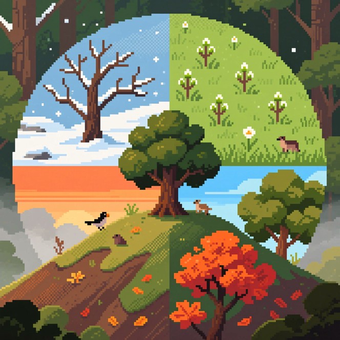 Free Seasons Through Trees Image - Tree, Seasonal, Pixelart | Download ...