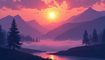 Free Misty Valley Sunrise Image - Sunrise, Mountains, Pixel | Download ...