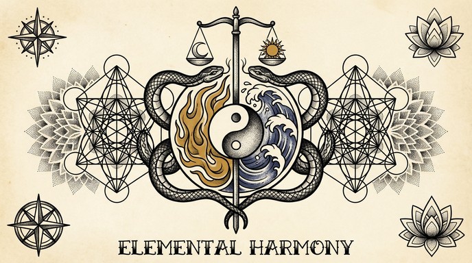 Free Elemental Balance Design Image - Tattoo, Illustration, Symmetrical ...