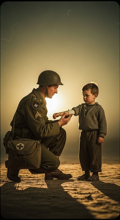 Free Soldier Helps Child Image - Vintage, Soldier, Child | Download at ...