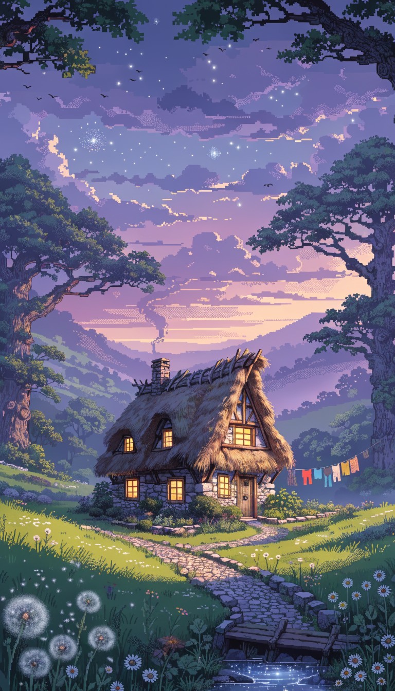 Free Twilight Cottage Serenity Image - Cottage, Pixel, Twilight ...