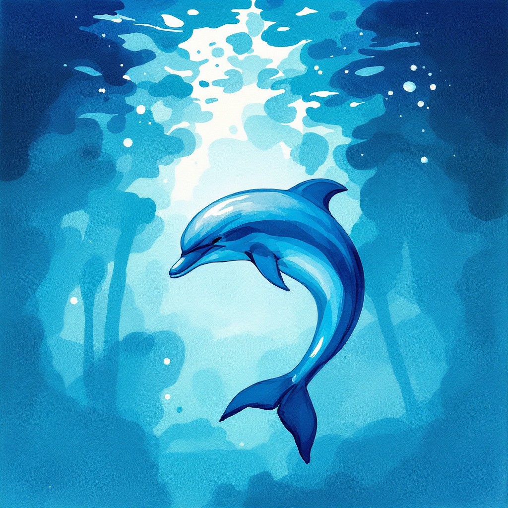 Free Graceful Dolphin Dance Image - Dolphin, Watercolor, Ocean ...
