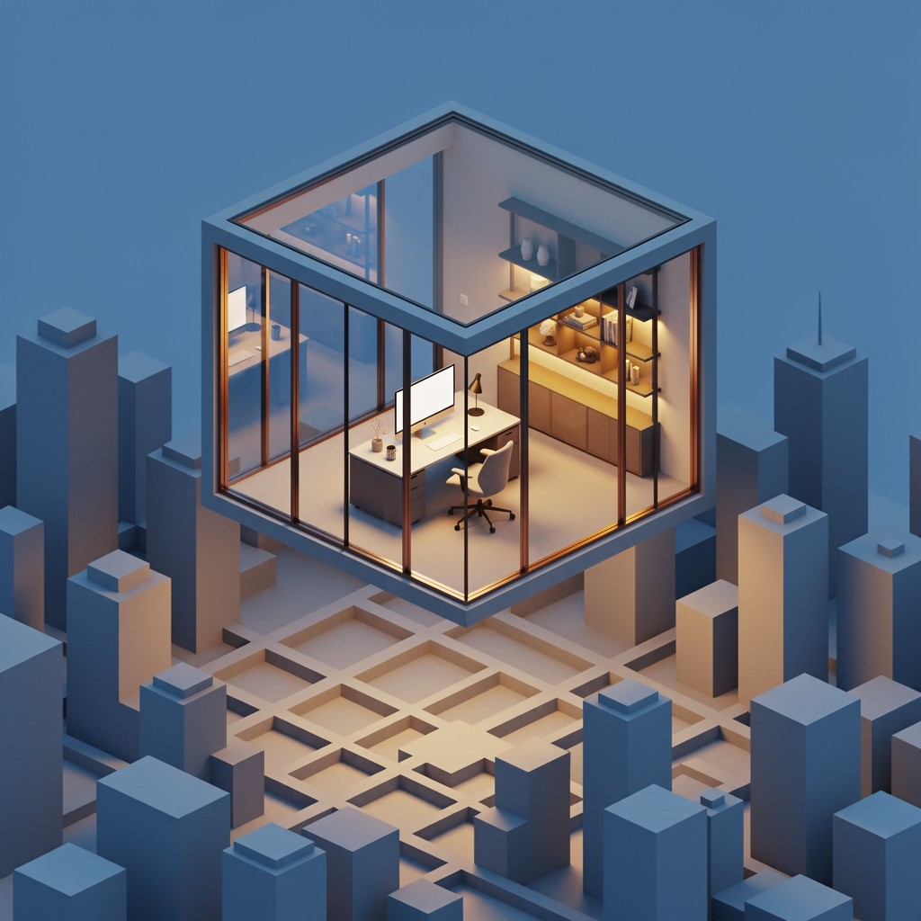 Working Station Design Floating Free Floating Workspace Design Image - Isometric, Workspace, 3d ...