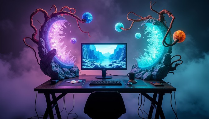 Computer Prtals Free Cosmic Workspace Dreamscape Image - Surreal, Workspace, Fantasy ...