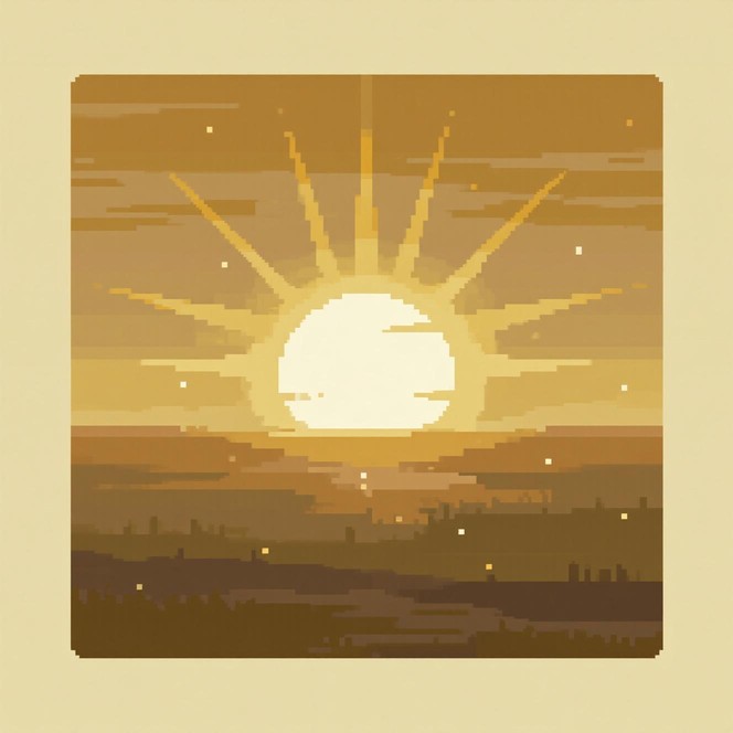 Free Radiant Amber Sunburst Image - Sunset, Pixelart, Sunrays ...