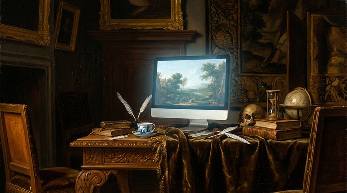 Free Digital Renaissance Still Life Image - Painting, Computer, Monitor ...