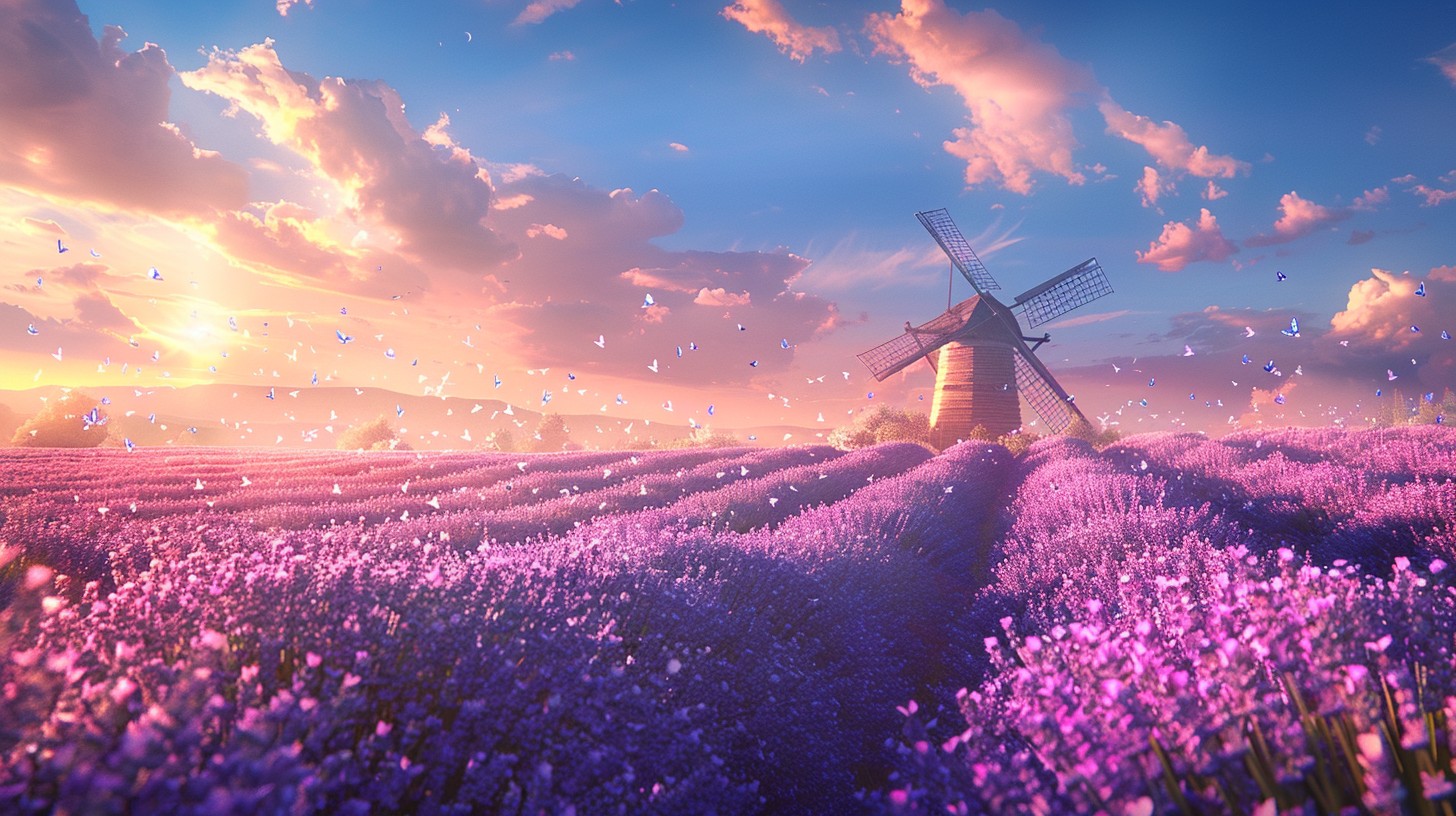 Free Lavender Field Sunset Image - Lavender, Sunset, Windmill ...