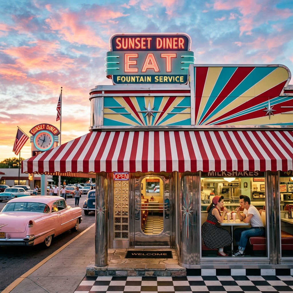 Free Fifties Sunset Diner Image - Diner, Retro, Vintage | Download at ...