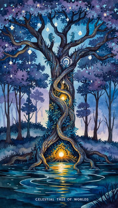 Free Celestial Tree Magic Image - Tree, Watercolor, Celestial ...