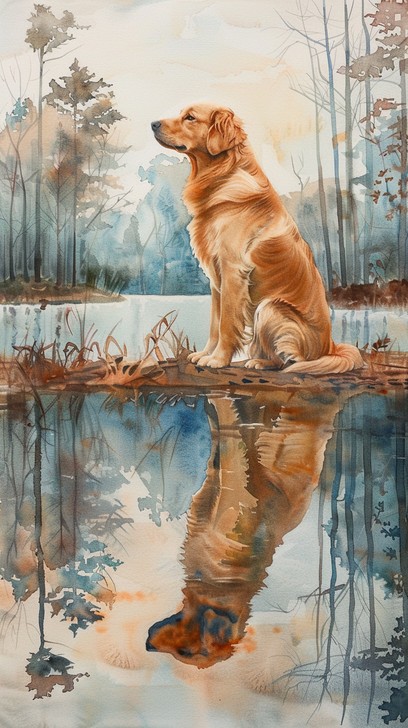 Dog Reflection Drawing Free Dog Reflecting Nature Image - Dog, Reflection, Nature | Download ...