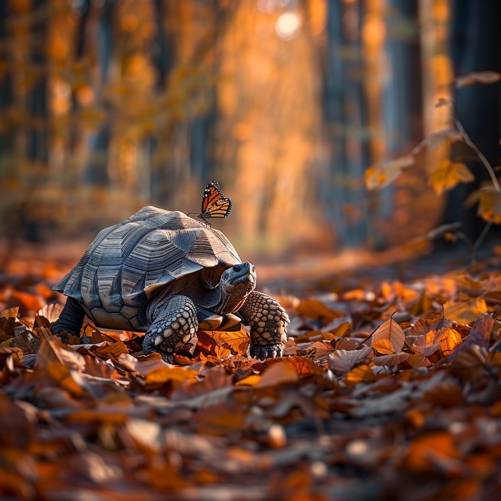Free Turtle at Rest Image - Turtle, Butterfly, Autumn | Download at ...