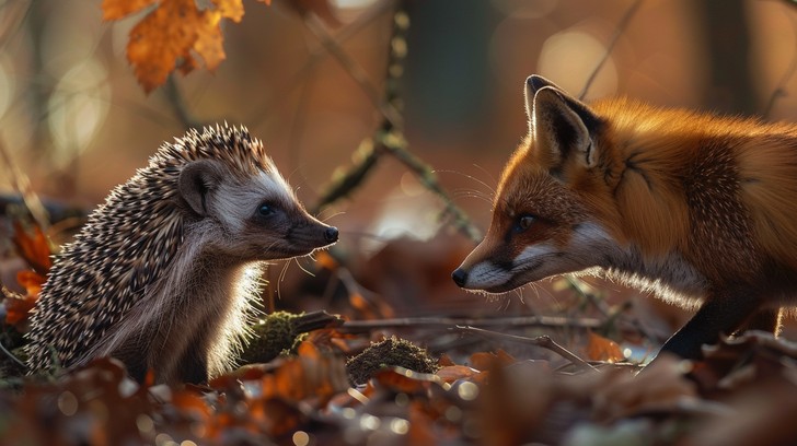 Free Fox meets hedgehog Image - Forest, Wildlife, Autumn | Download at ...