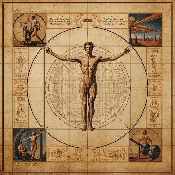Technical Drawing Renaissance Free Body Machine Harmony Image - Renaissance, Anatomy, Athletic ...