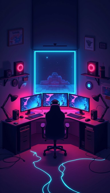 Free Neon Gaming Setup Image - Gaming, Setup, Studio | Download at ...