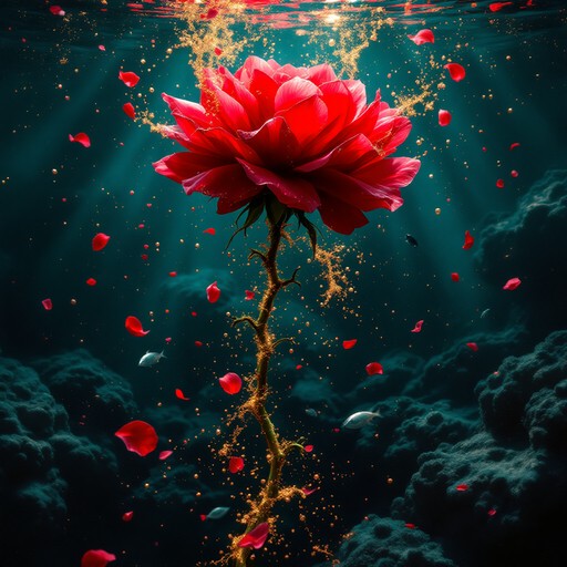 Free Underwater Crimson Bloom Image - Underwater, Surreal, Rose ...