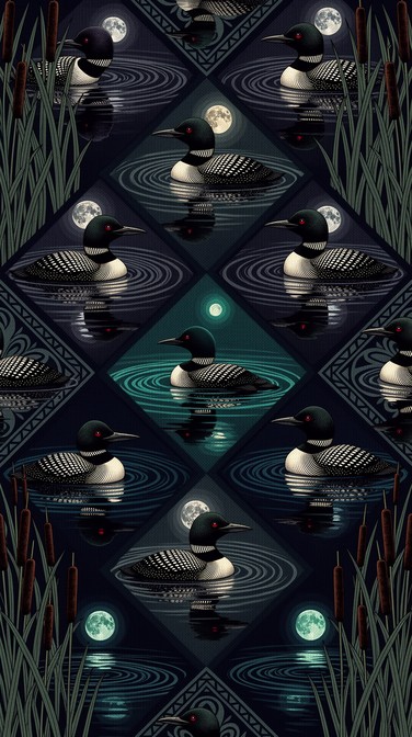 Free Moonlit Loon Pattern Image - Loon, Pattern, Seamless | Download at ...