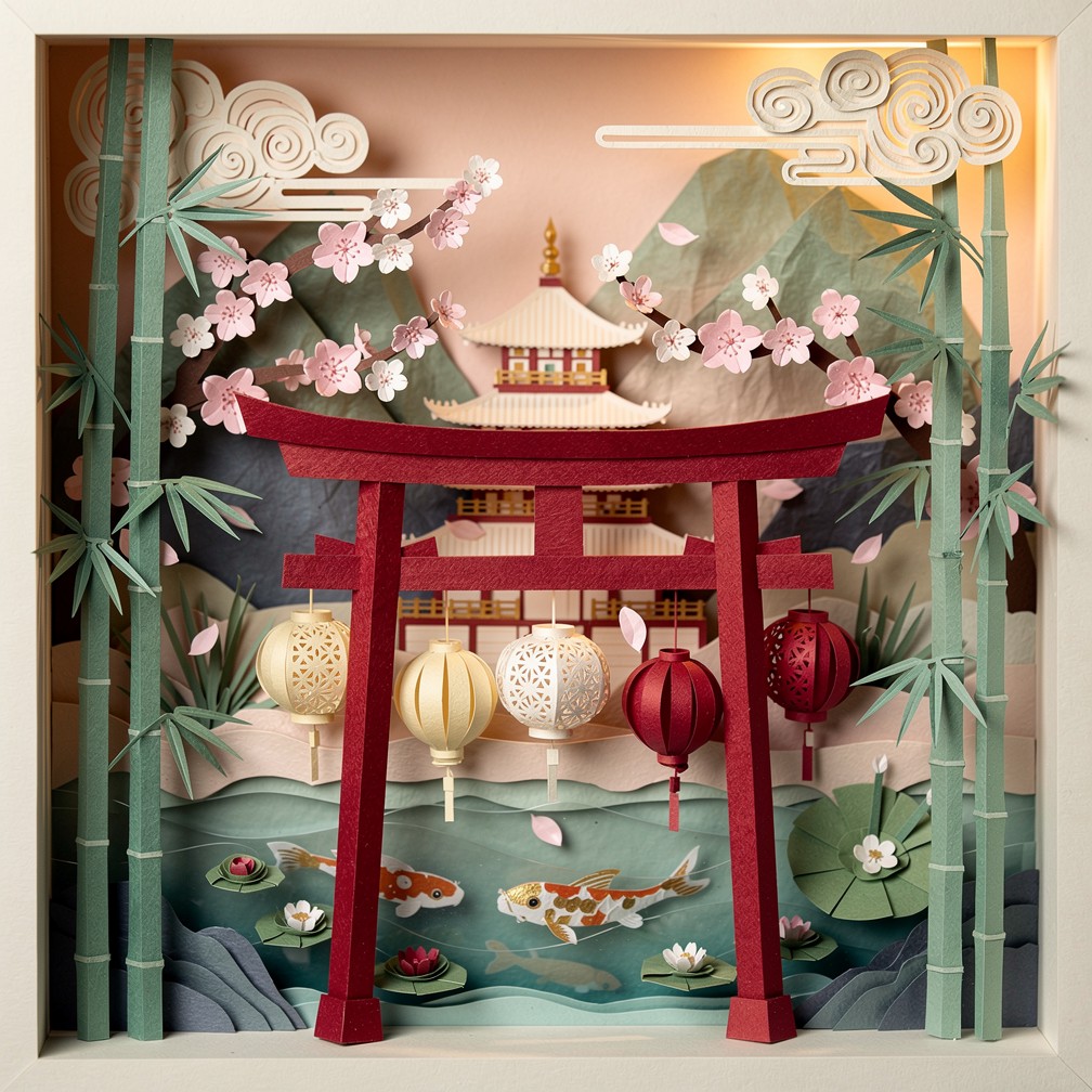 Free Japanese Paper Temple Image - Diorama, Papercraft, Japanese ...