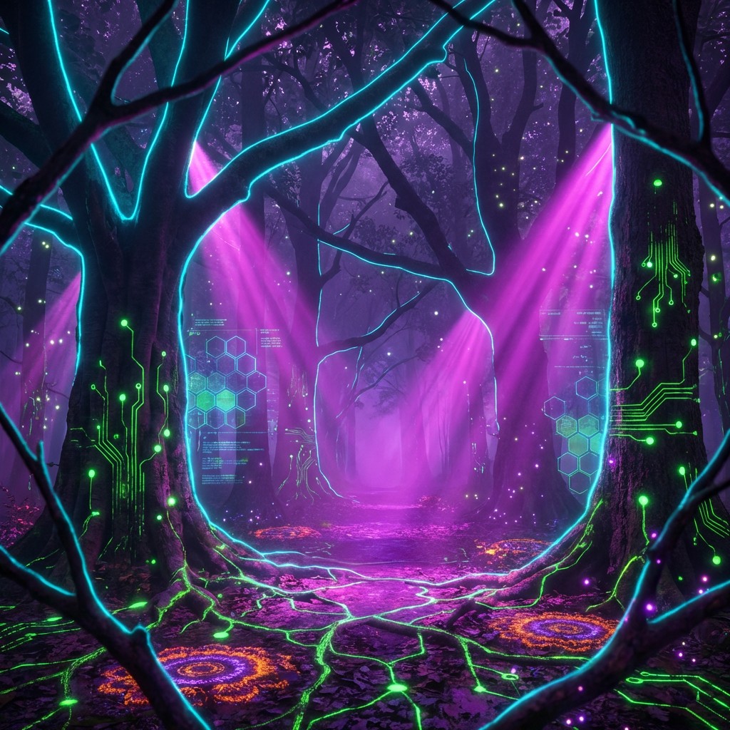 Free Neon Forest Fantasy Image - Cyberpunk, Forest, Neon | Download at ...