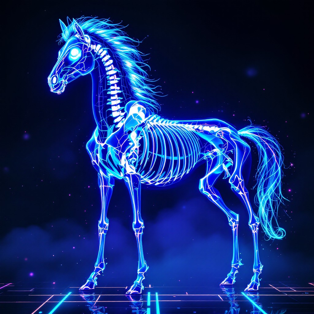 Free Neon Skeletal Steed Image - Horse, Skeleton, Equine | Download at ...
