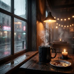 Free Rainy Cafe Solitude Image - Lofi, Cafe, Coffee | Download at StockCake