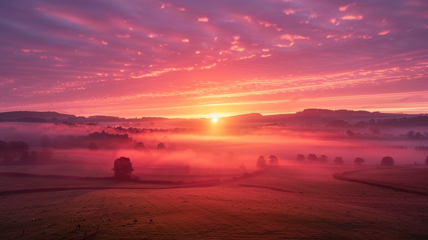 Free Misty Sunrise View Image - Sunrise, Mist, Landscape | Download at ...