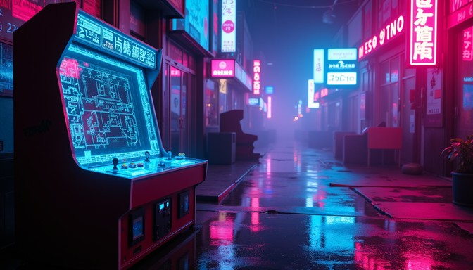 Arcade Screen Reflection Free Neon Arcade Future Image | Download at StockCake