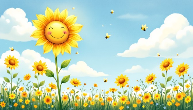 Free Smiling Sunflower Joy Image - Sunflower, Bees, Butterflies ...