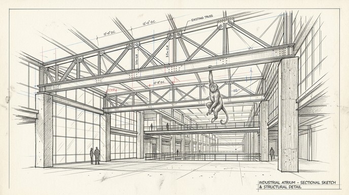 Free Primate Architectural Sketch Image - Architectural, Sketch, Monkey ...