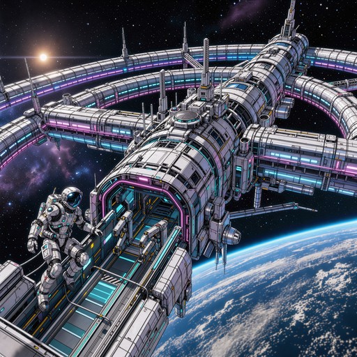 Space Star Making Shapes Download Anime Space Station Image - Anime, Manga, Illustration | StockCake