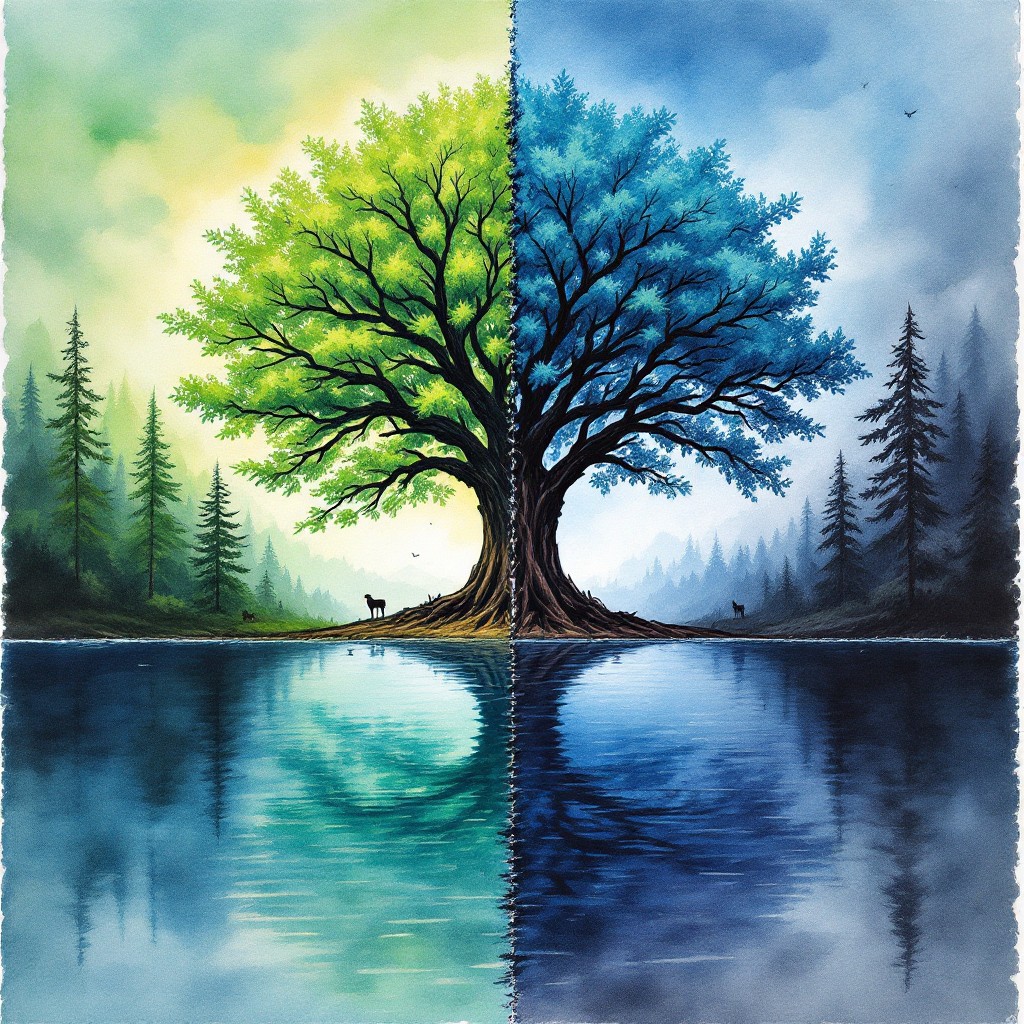 Free Nature's Perfect Balance Image - Watercolor, Tree, Reflection ...