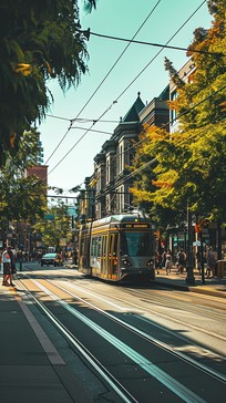 Free Urban Tram Scene Image - Tram, City, Sunset | Download at StockCake