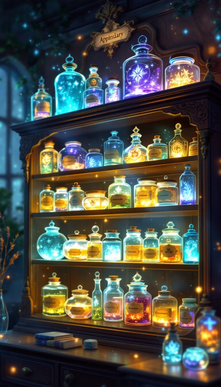 Free Glowing Potion Cabinet Image - Magical, Potions, Apothecary ...