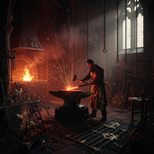 Free Medieval Blacksmith Working Image - Blacksmith, Forge, Medieval ...