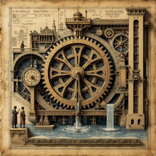 Technical Drawing Renaissance Free Renaissance Engineering Art Image - Turbine, Waterwheel ...