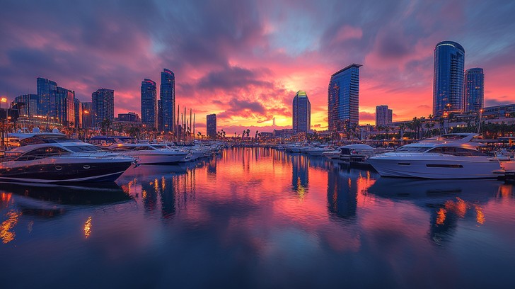 Free Sunset Harbor View Image - Sunset, Harbor, Cityscape | Download at ...
