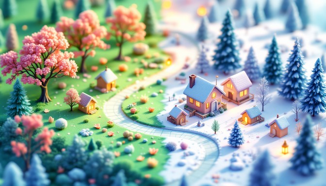 Isometric Spring Free Spring Meets Winter Image - Isometric, 3d, Miniature | Download at ...