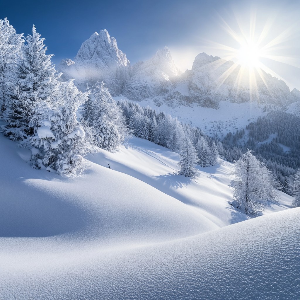 Free Snowy mountain sunrise Image - Winter, Snow, Sunrise | Download at ...