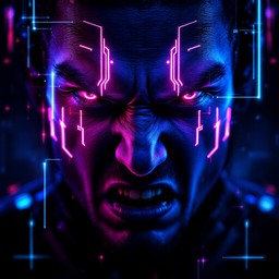 Free Neon Rage Face Image - Cyberpunk, Neon, Face | Download at StockCake