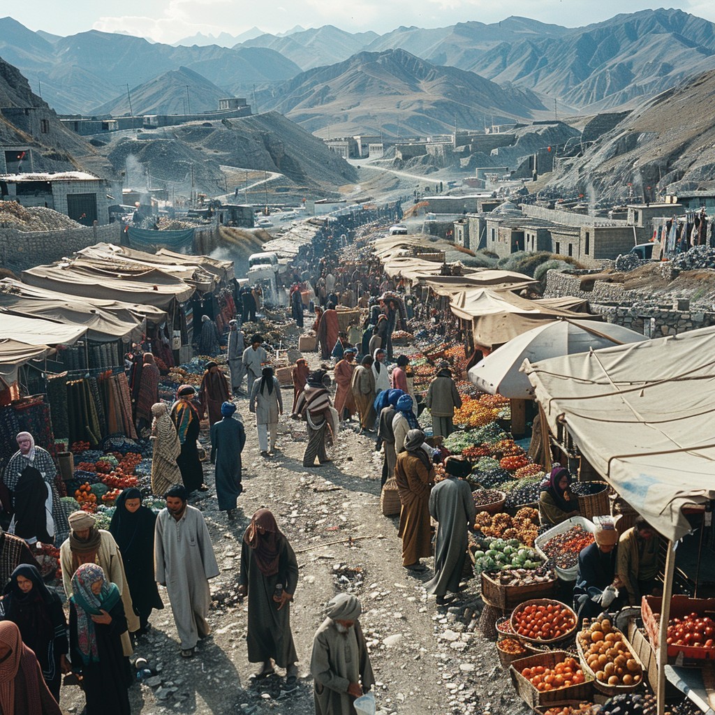 Download Bustling Mountain Market Image - Market, Mountains, People ...
