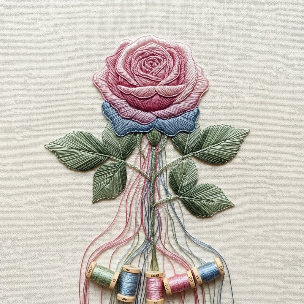 Free Threaded Rose Bloom Image - Embroidery, Rose, Threads | Download ...